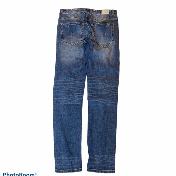 Men blue Embellish ripped skinny slim jean waist 30 - Picture 2 of 6